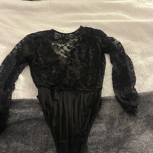 Black Lace Long Sleeve Bodysuit